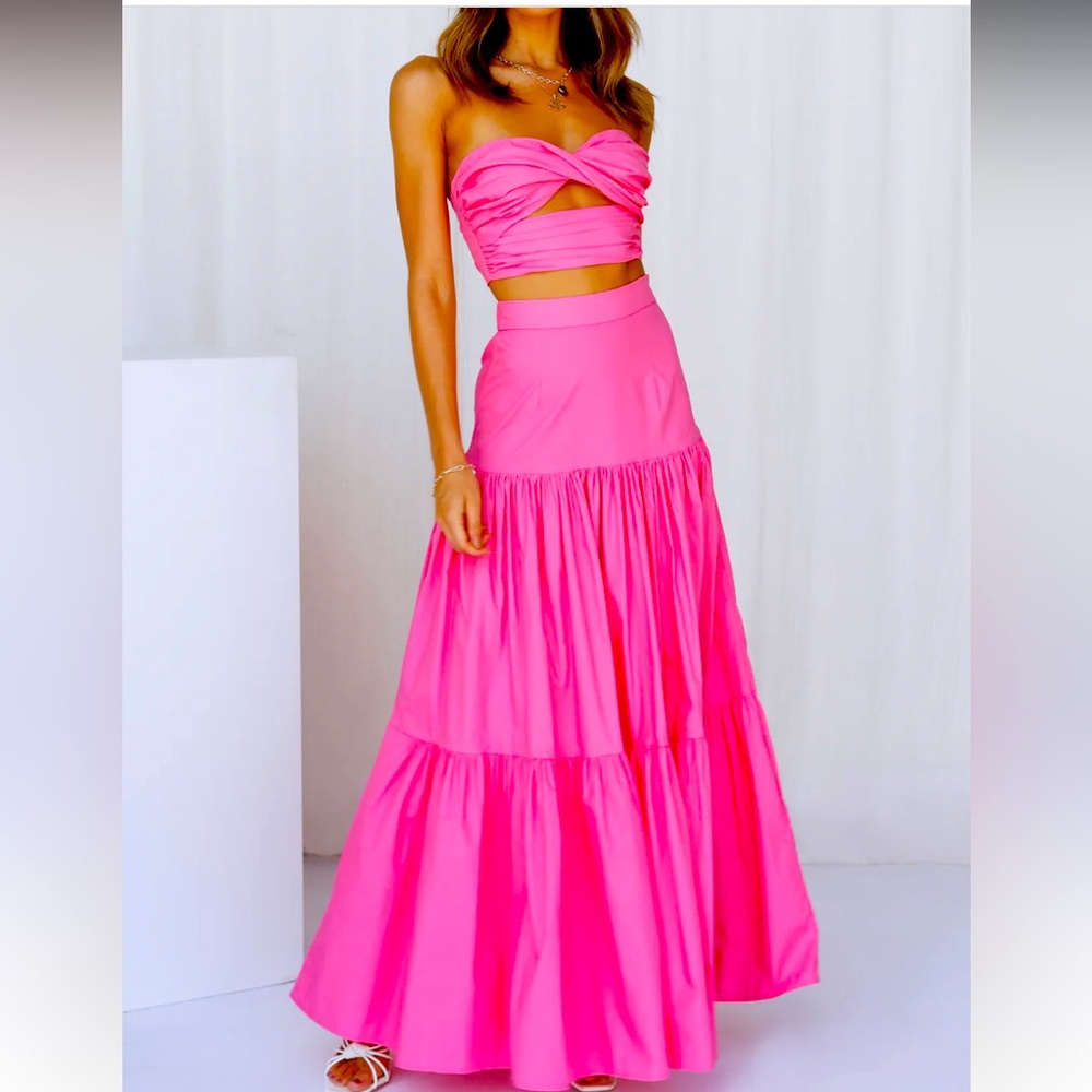 NWT RUNAWAY AYLA MAXI SKIRT HOT PINK
